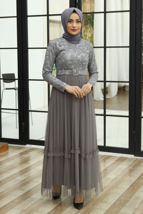 GREY EVENING DRESS