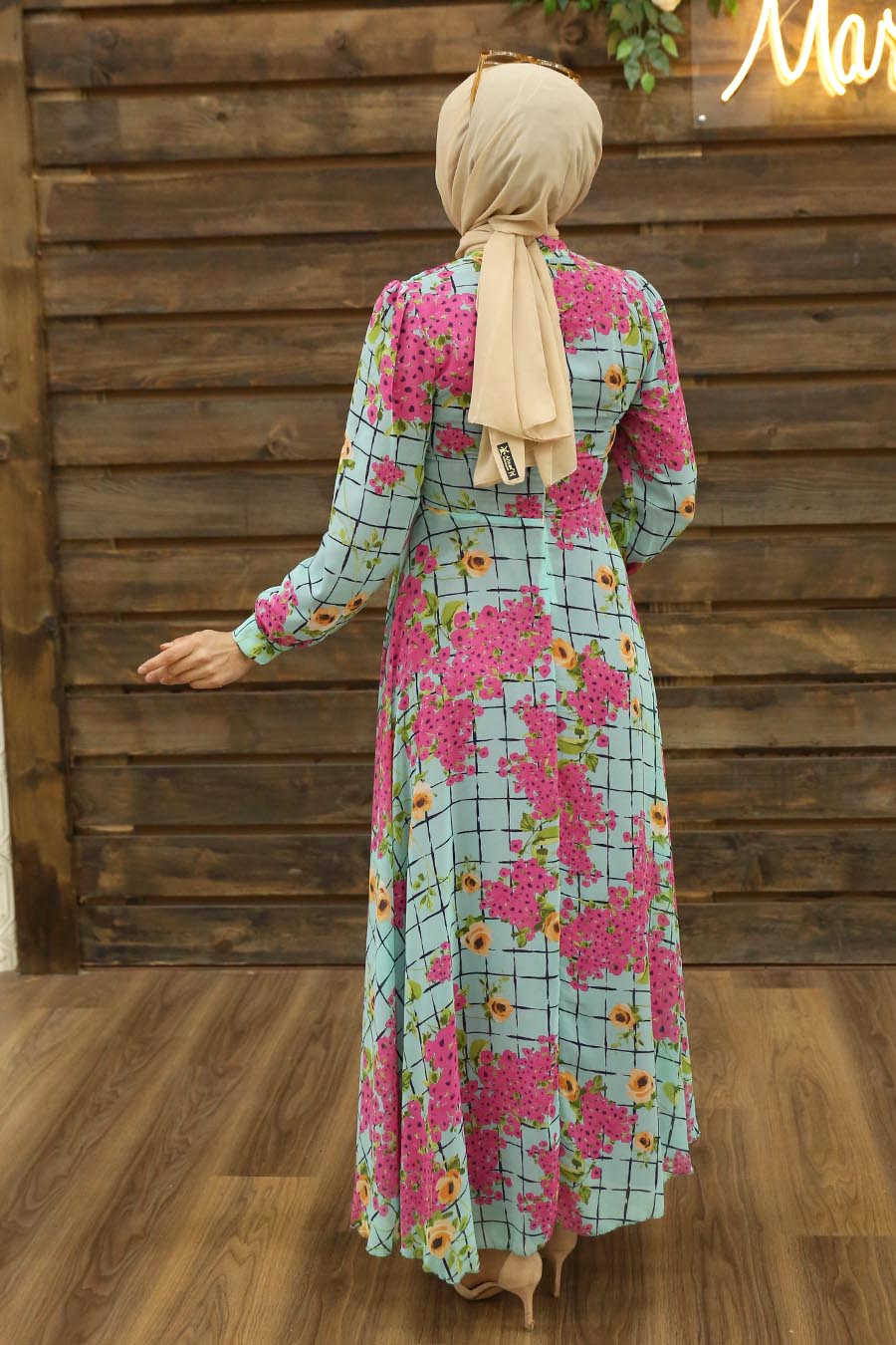 FLOWER PATTERNED MINT DRESS 