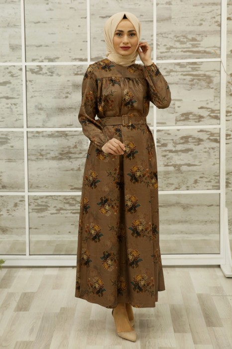FLOWER PATTERNED VISON DRESS