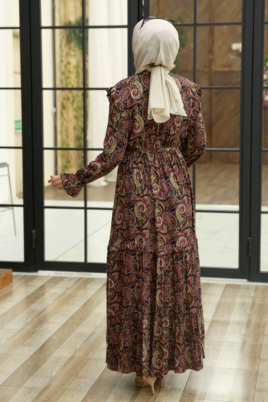PATTERNED CLARET RED  DRESS  PATTERNED CLARET RED  DRESS
