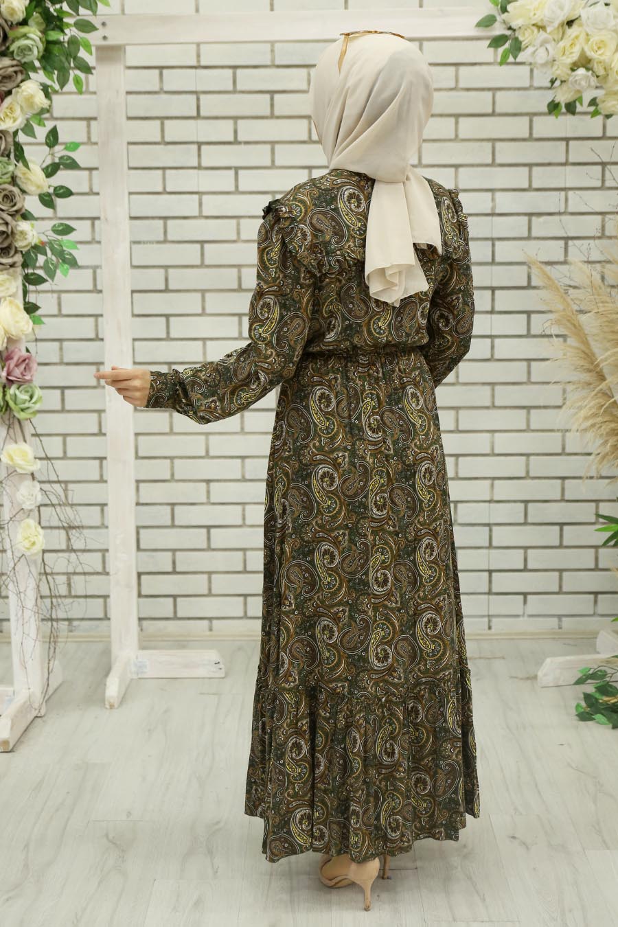 PATTERNED KHAKI DRESS 