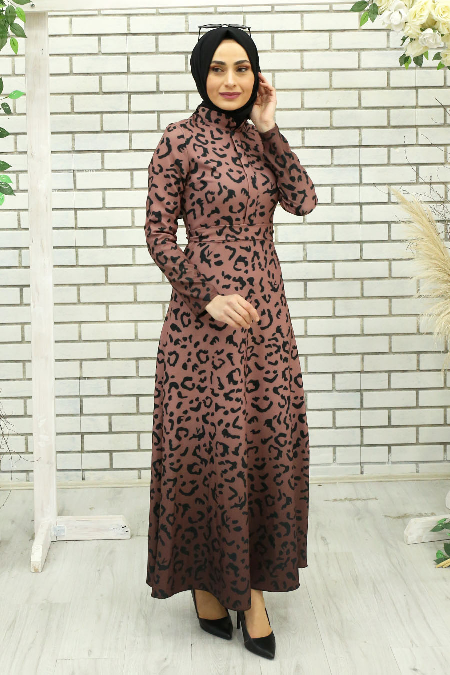 ROSE COLOR PATTERNED DRESS 