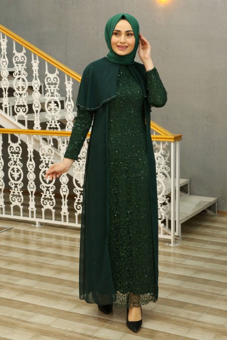 GREEN EVENING DRESS 