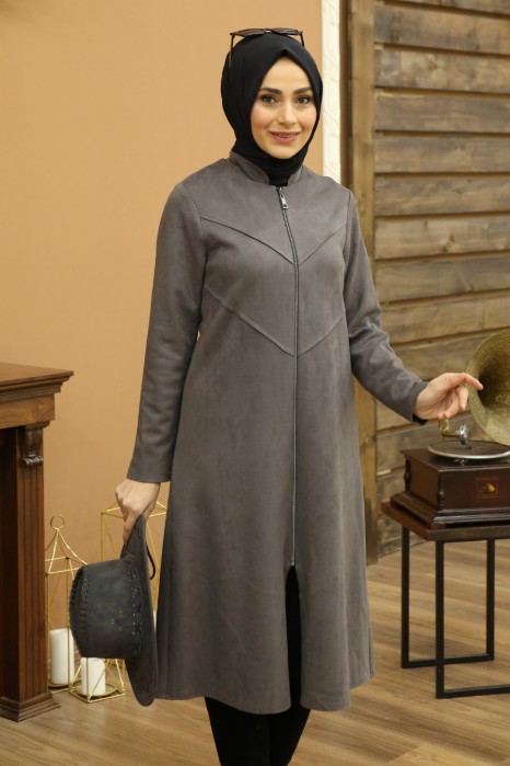GREY SUEDE COAT