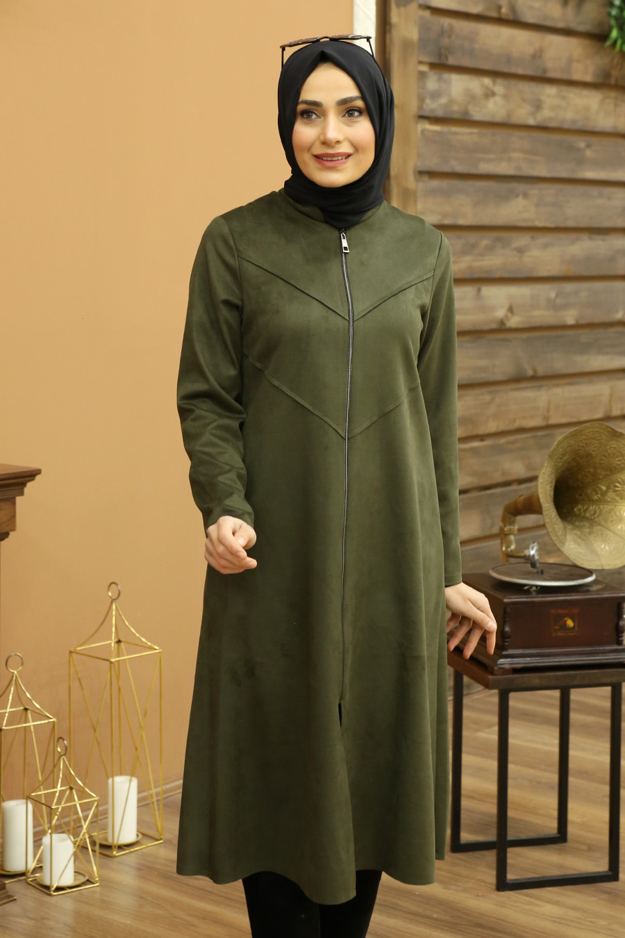 KHAKI SUEDE COAT 