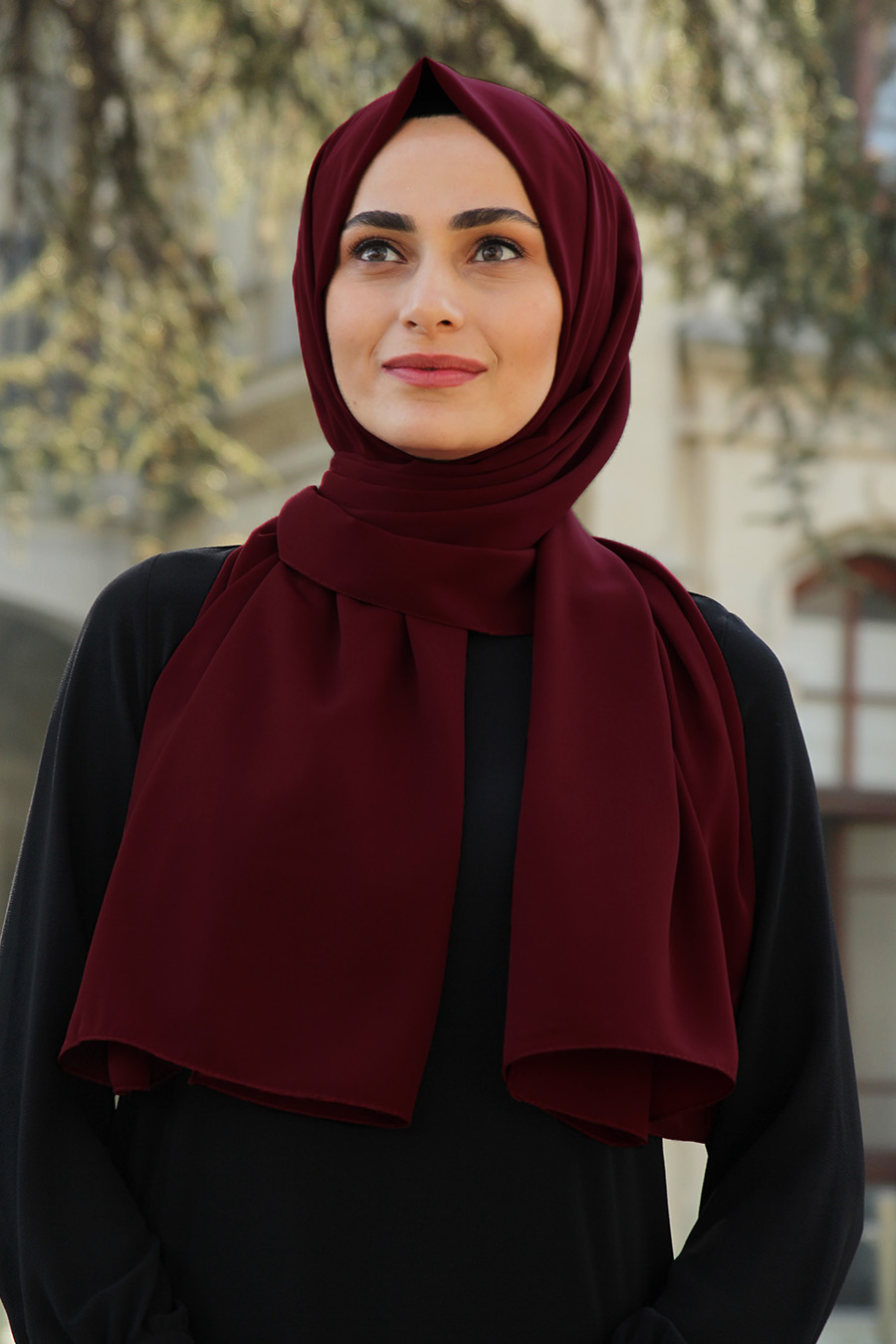 CLARET RED MADINA SILK SHAWL