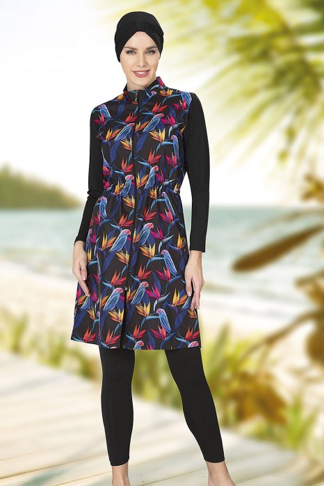 PATTERNED BLACK SWIMWEAR 