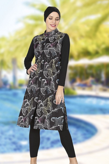 PATTERNED BLACK SWIMWEAR