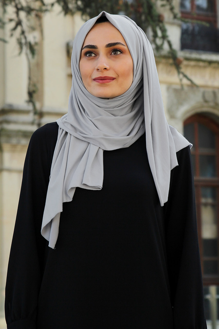 LIGHT GREY JERSEY SHAWL 