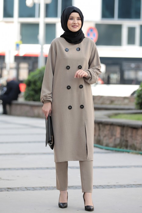 VISON COLOR COAT AND PANT SUIT
