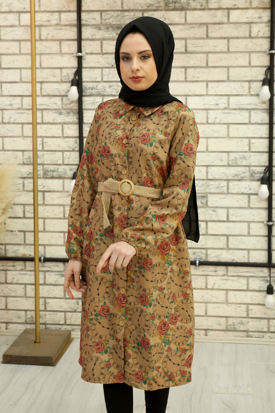 FLOWER PATTERNED ROSE COLOR TUNIC 