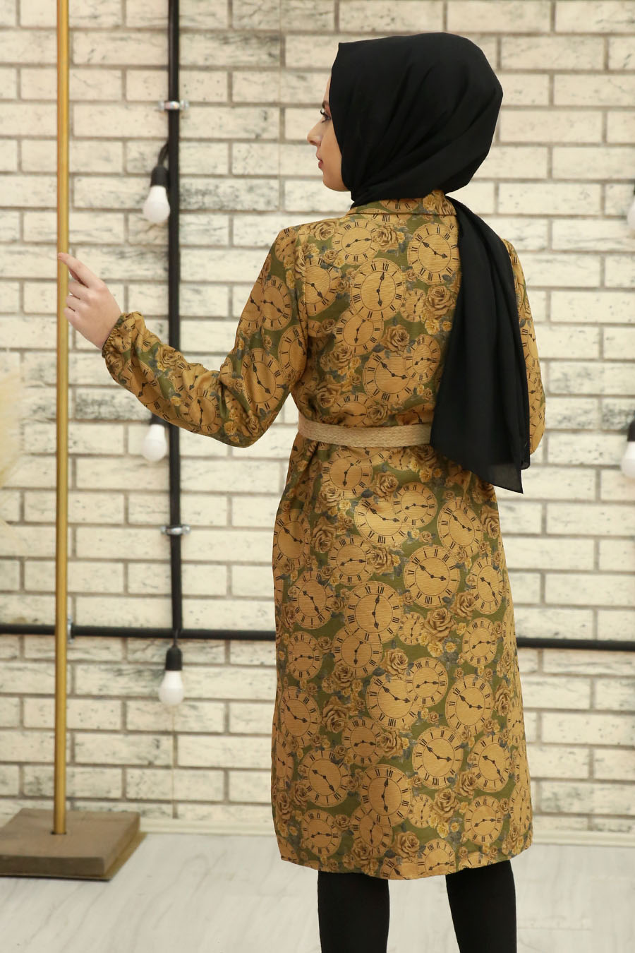 FLOWER PATTERNED KHAKI TUNIC 