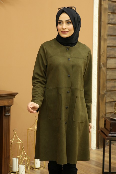 KHAKI SUEDE COAT 