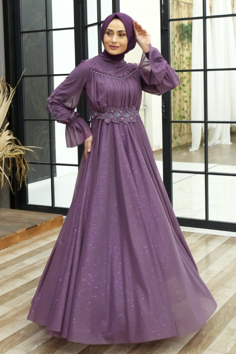 SHINING LILA EVENING DRESS 