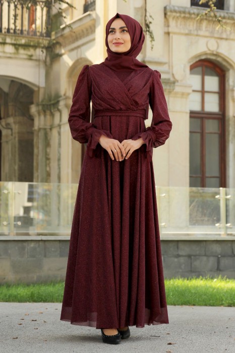 CLARET RED EVENING DRESS