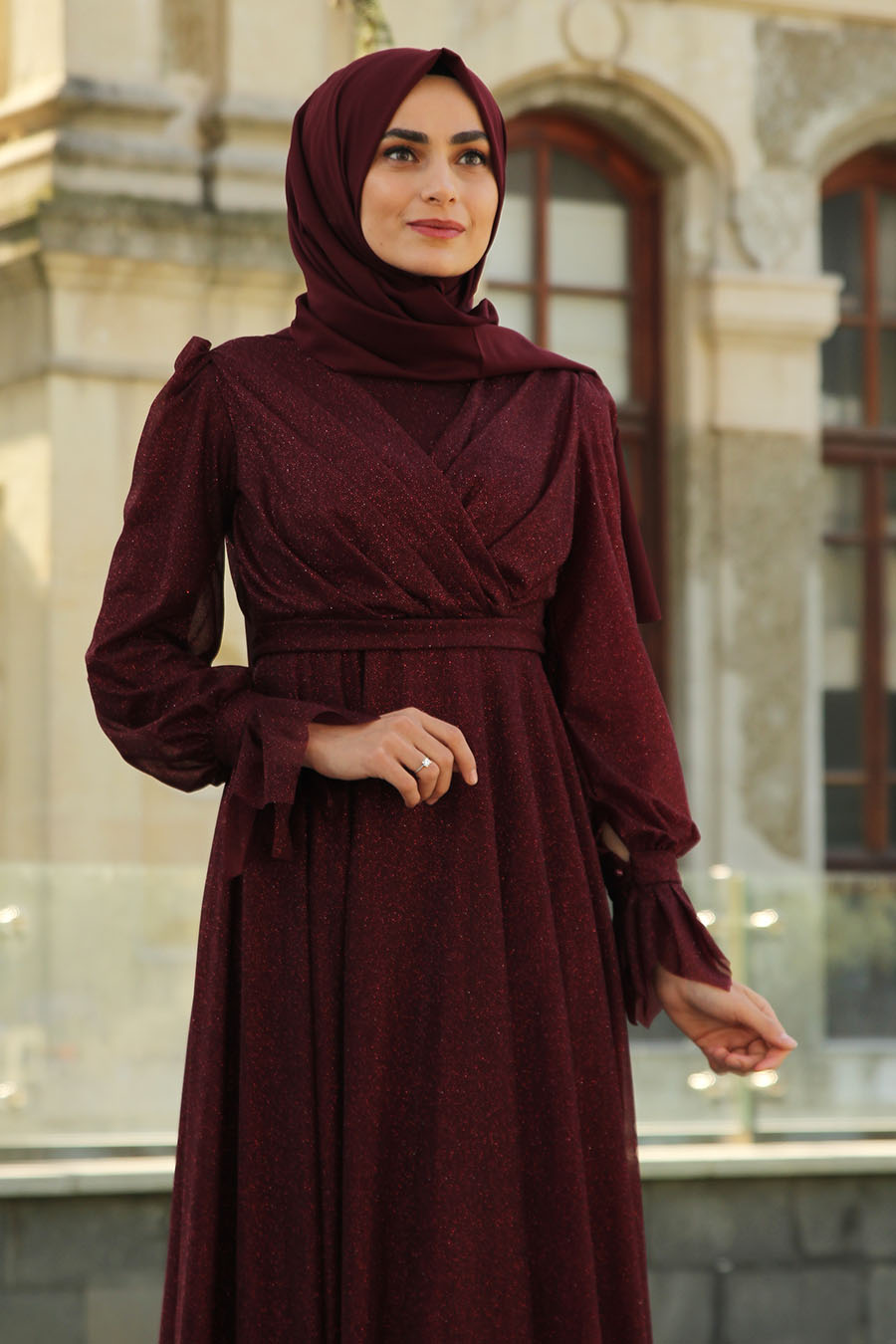 CLARET RED EVENING DRESS