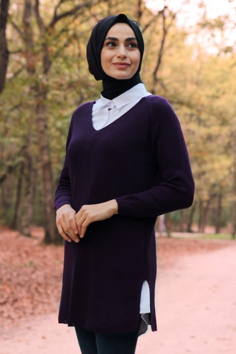 PURPLE KNITWEAR BLOUSE