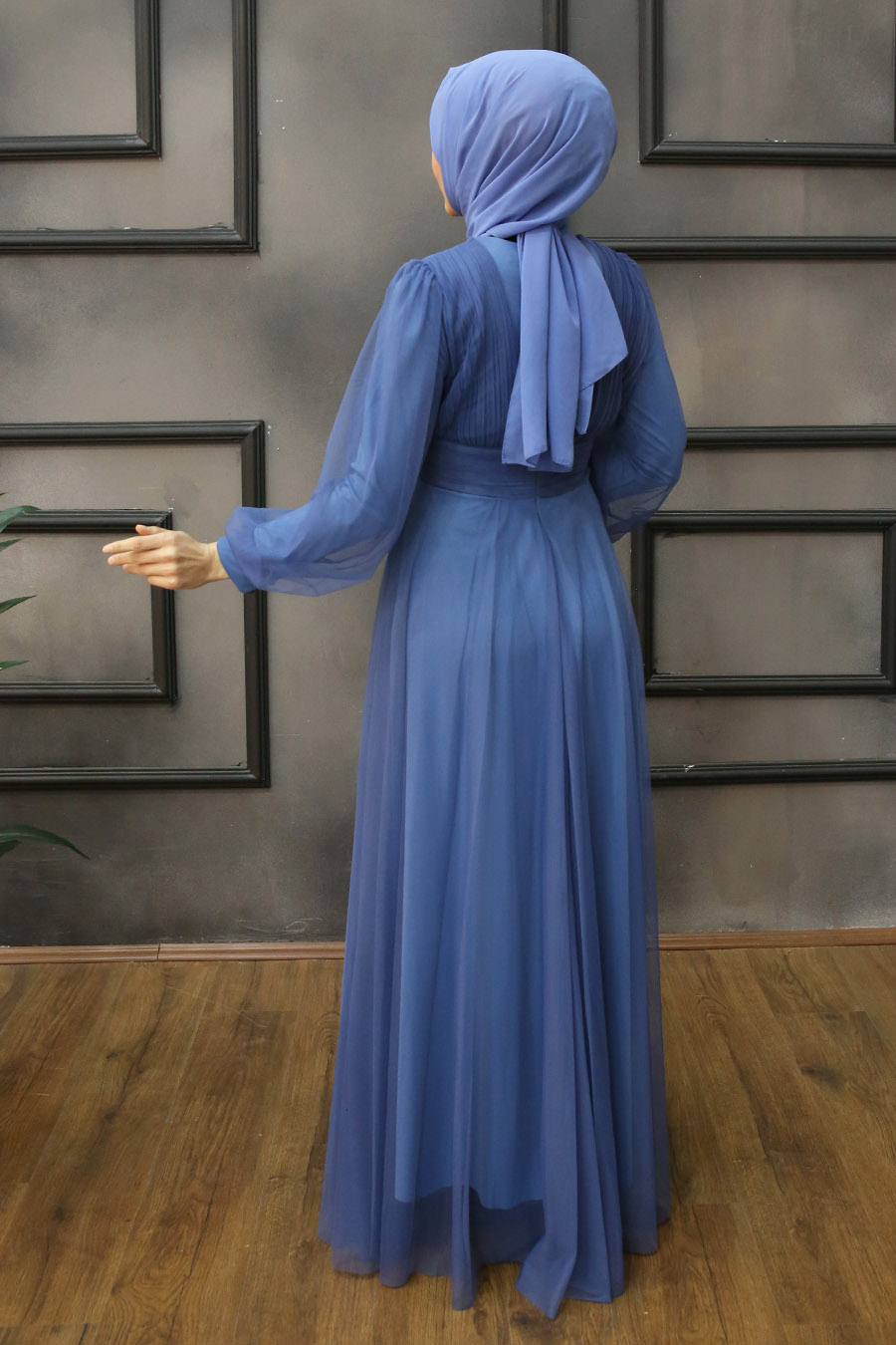 INDIGO COLOR EVENING DRESS 