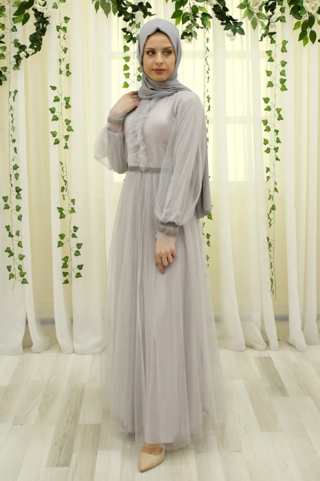 GREY EVENING DRESS 