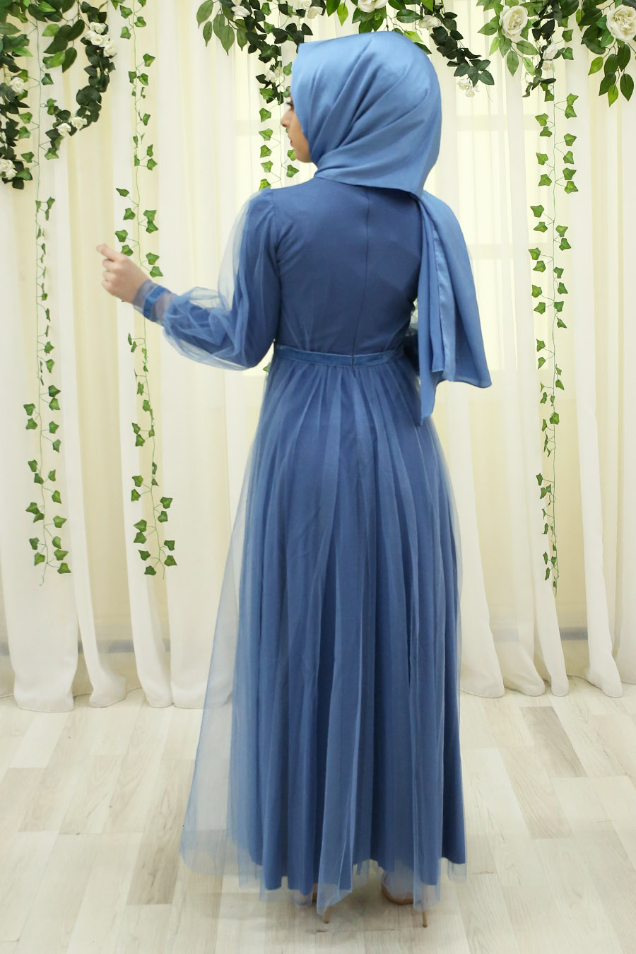 INDIGO COLOR EVENING DRESS 