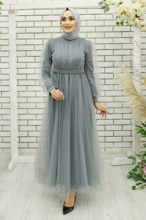 GREY EVENING DRESS