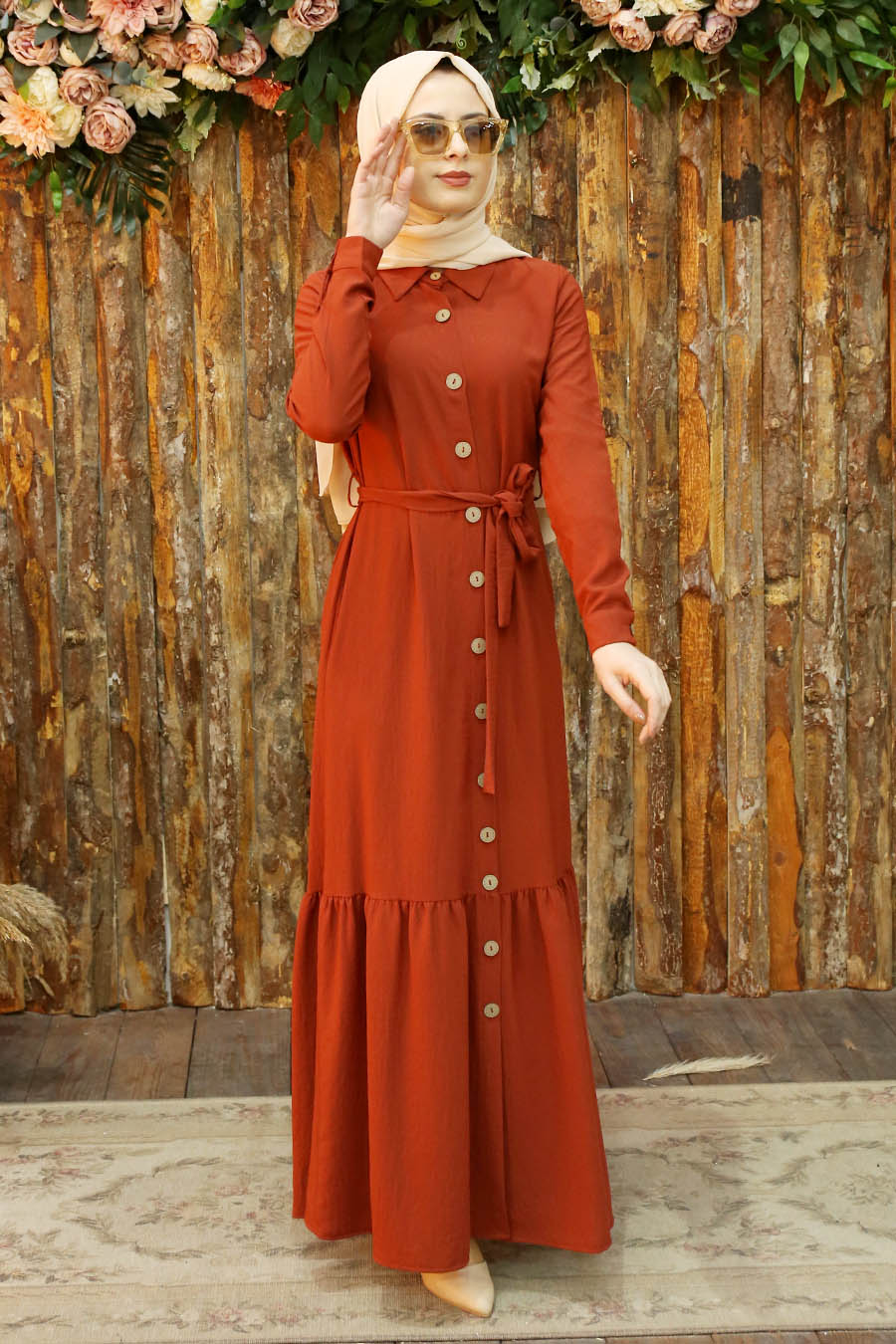 BRICK COLOR DRESS 