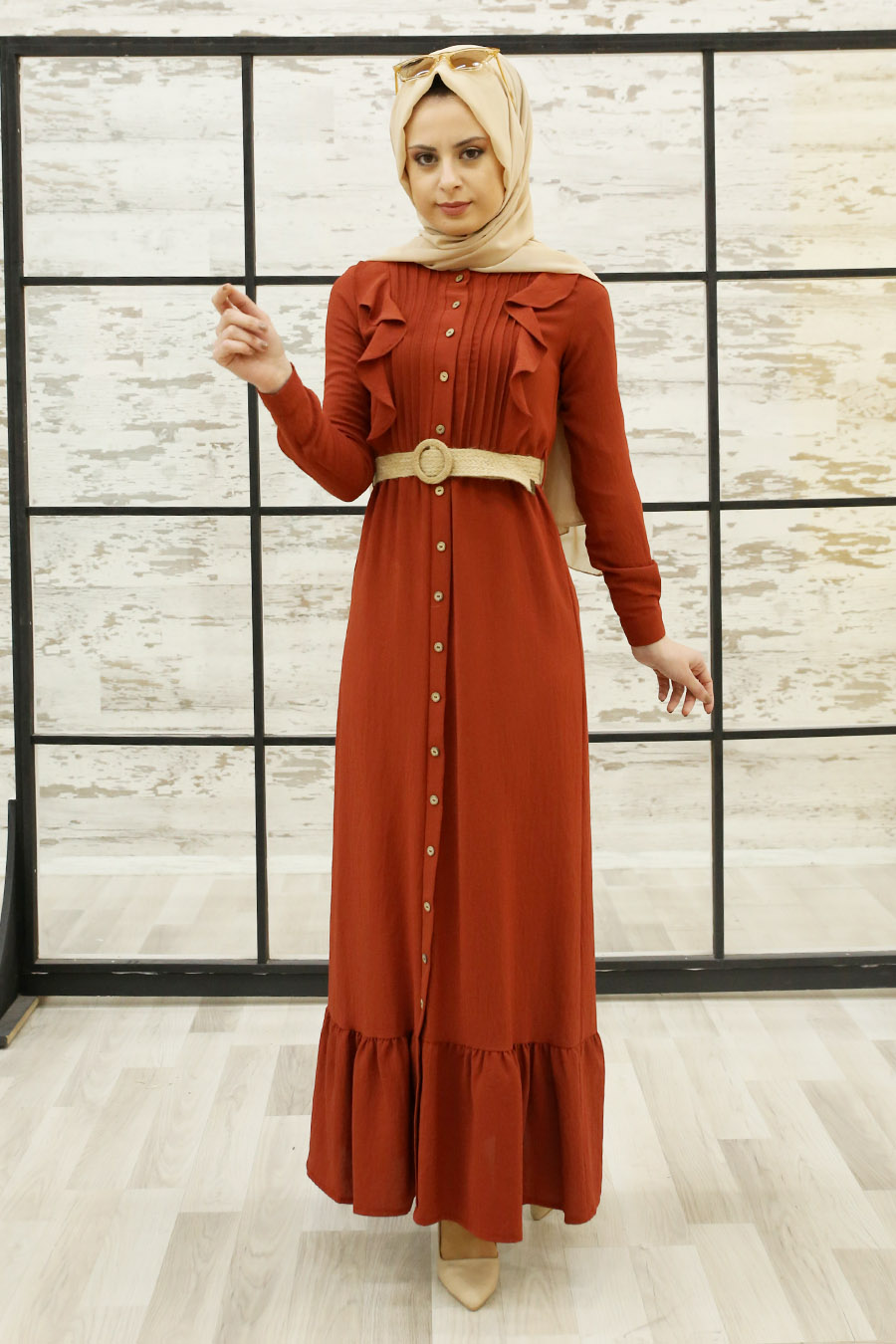 BRICK COLOR DRESS