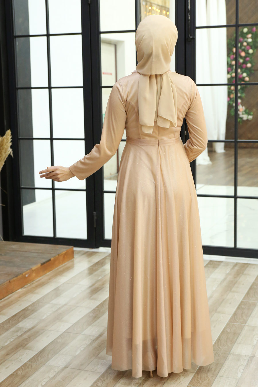 SALMON COLOR EVENING DRESS