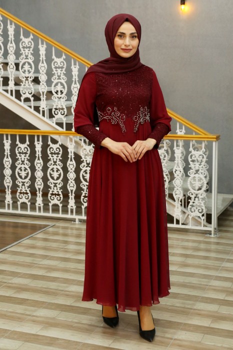 CLARET RED EVENING DRESS