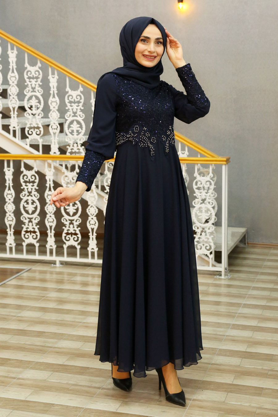 NAVY BLUE EVENING DRESS  