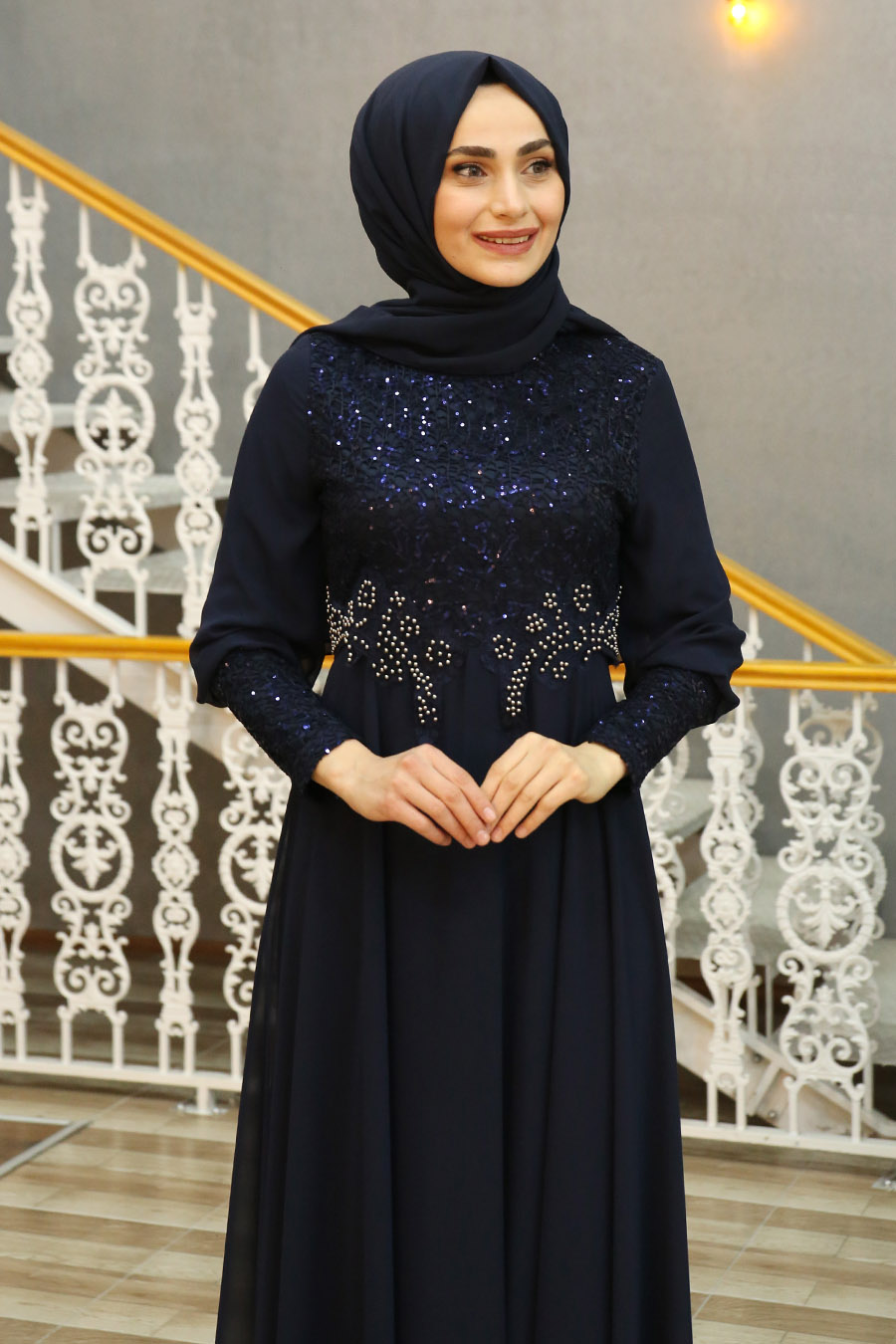 NAVY BLUE EVENING DRESS  