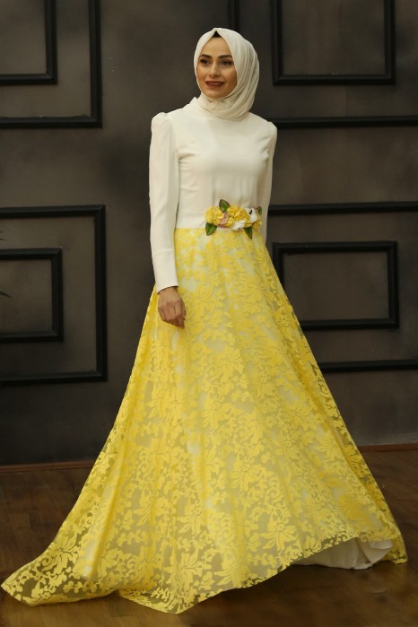 YELLOW EVENING DRESS