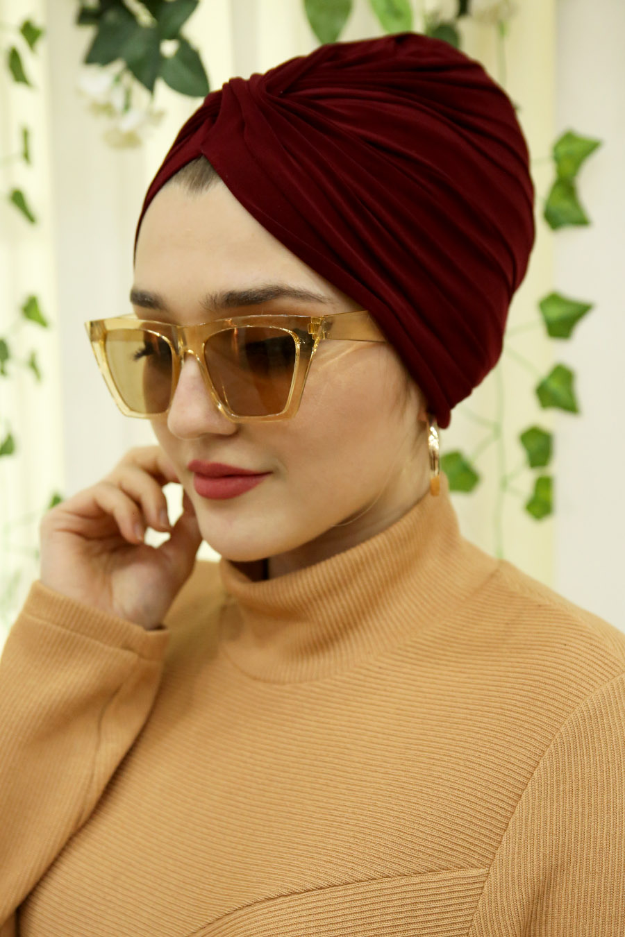 CLARET RED TURBAN HIJAB