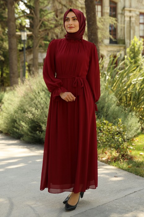 CLARET RED EVENING DRESS