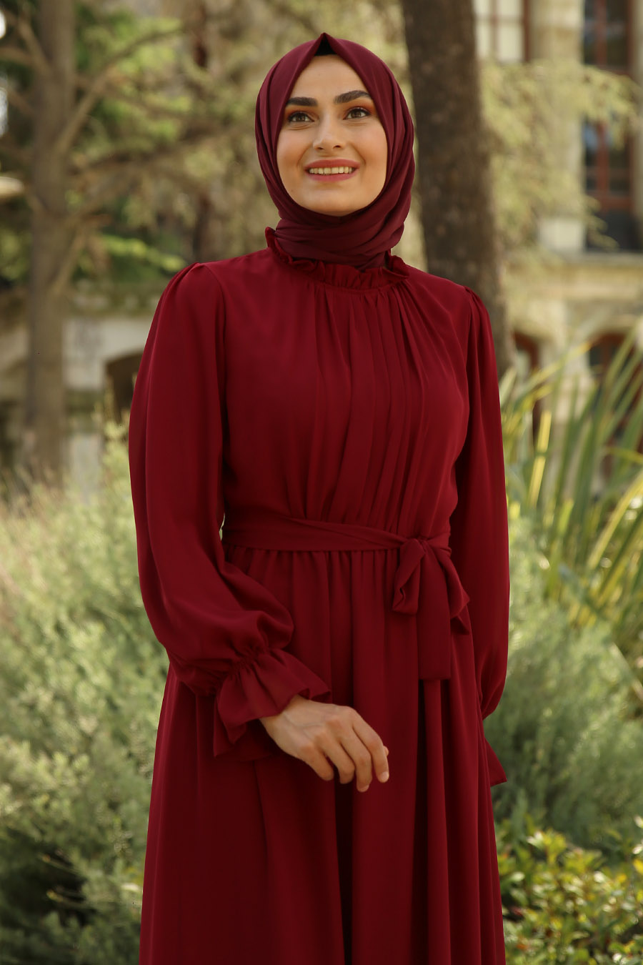 CLARET RED EVENING DRESS