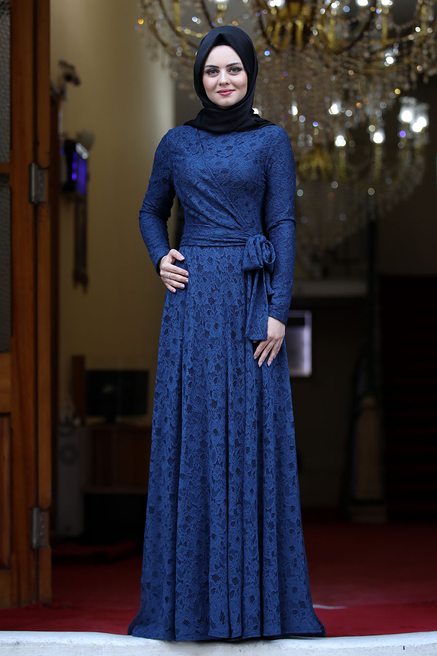 INDIGO COLOR EVENING DRESS