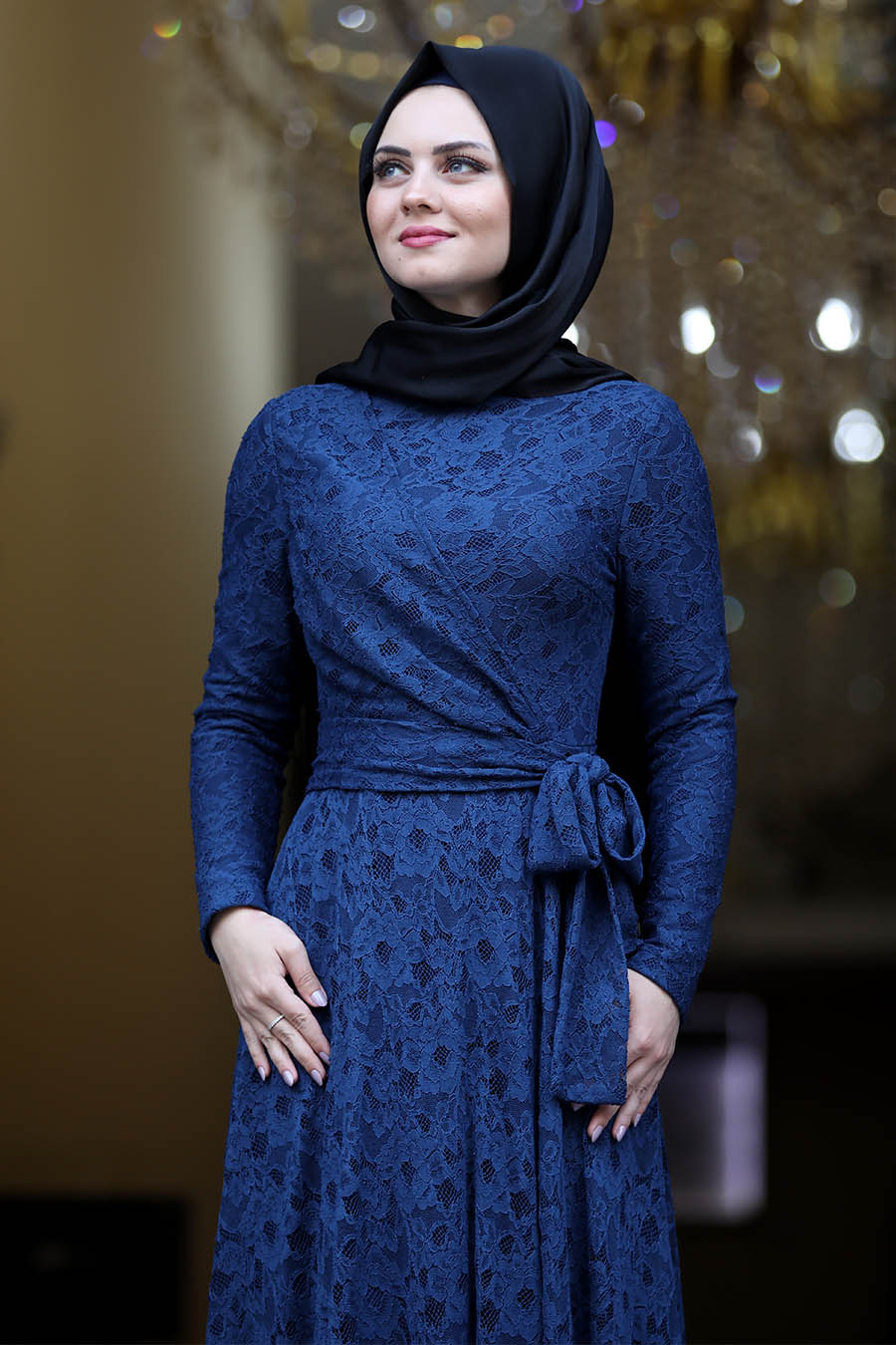 INDIGO COLOR EVENING DRESS