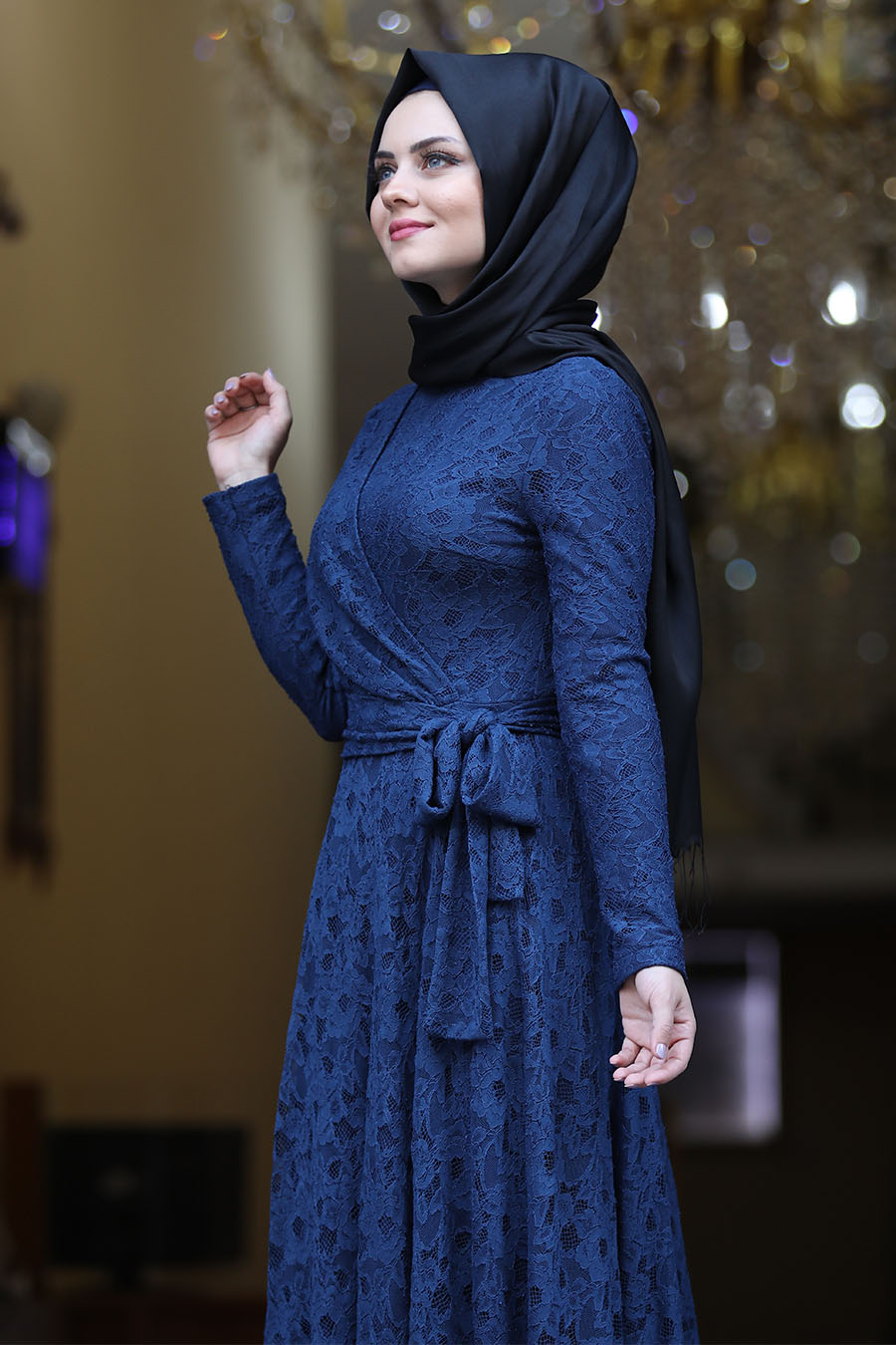 INDIGO COLOR EVENING DRESS