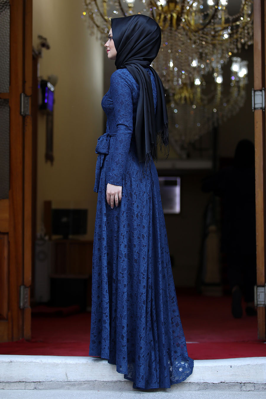 INDIGO COLOR EVENING DRESS