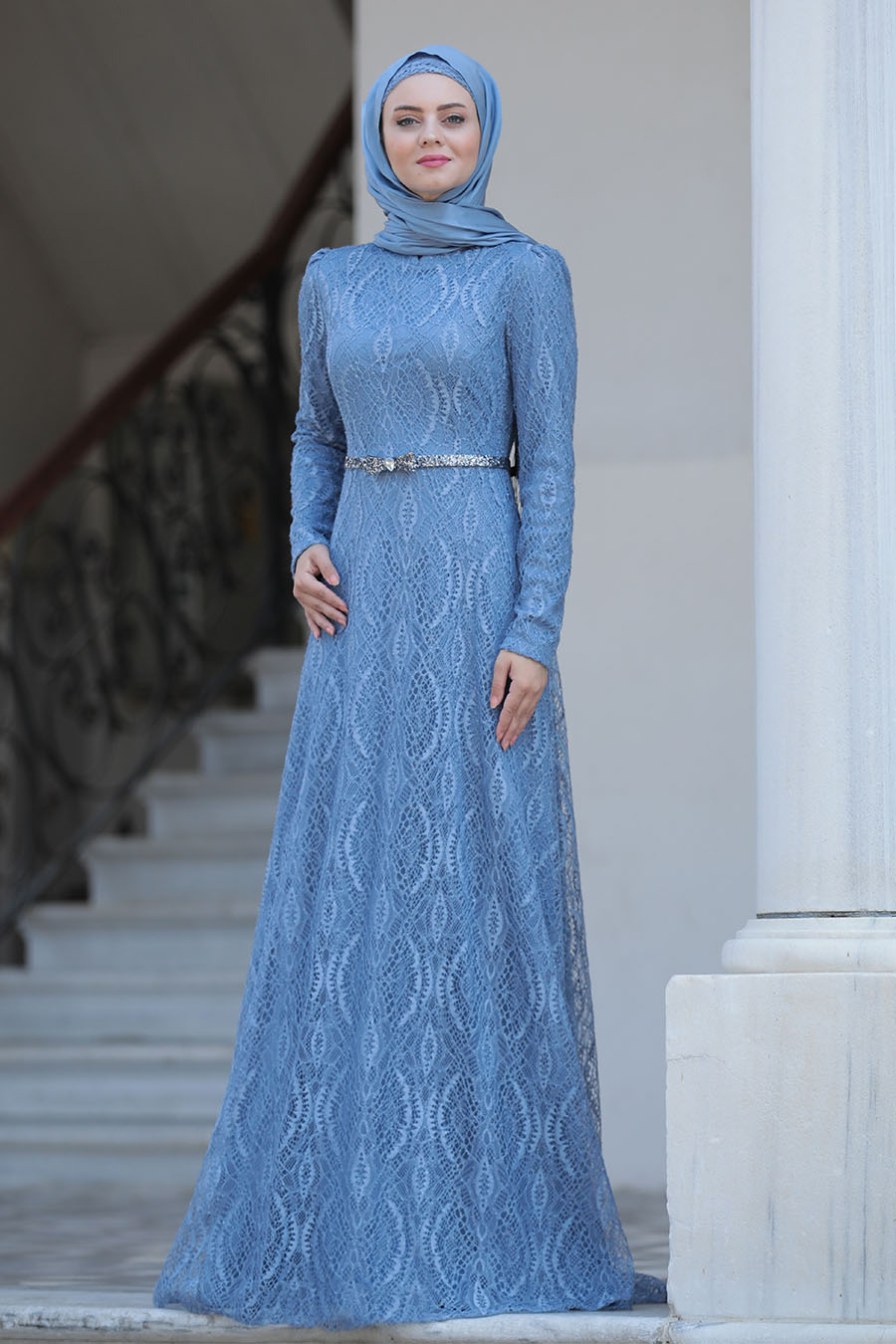 INDIGO COLOR EVENING DRESS