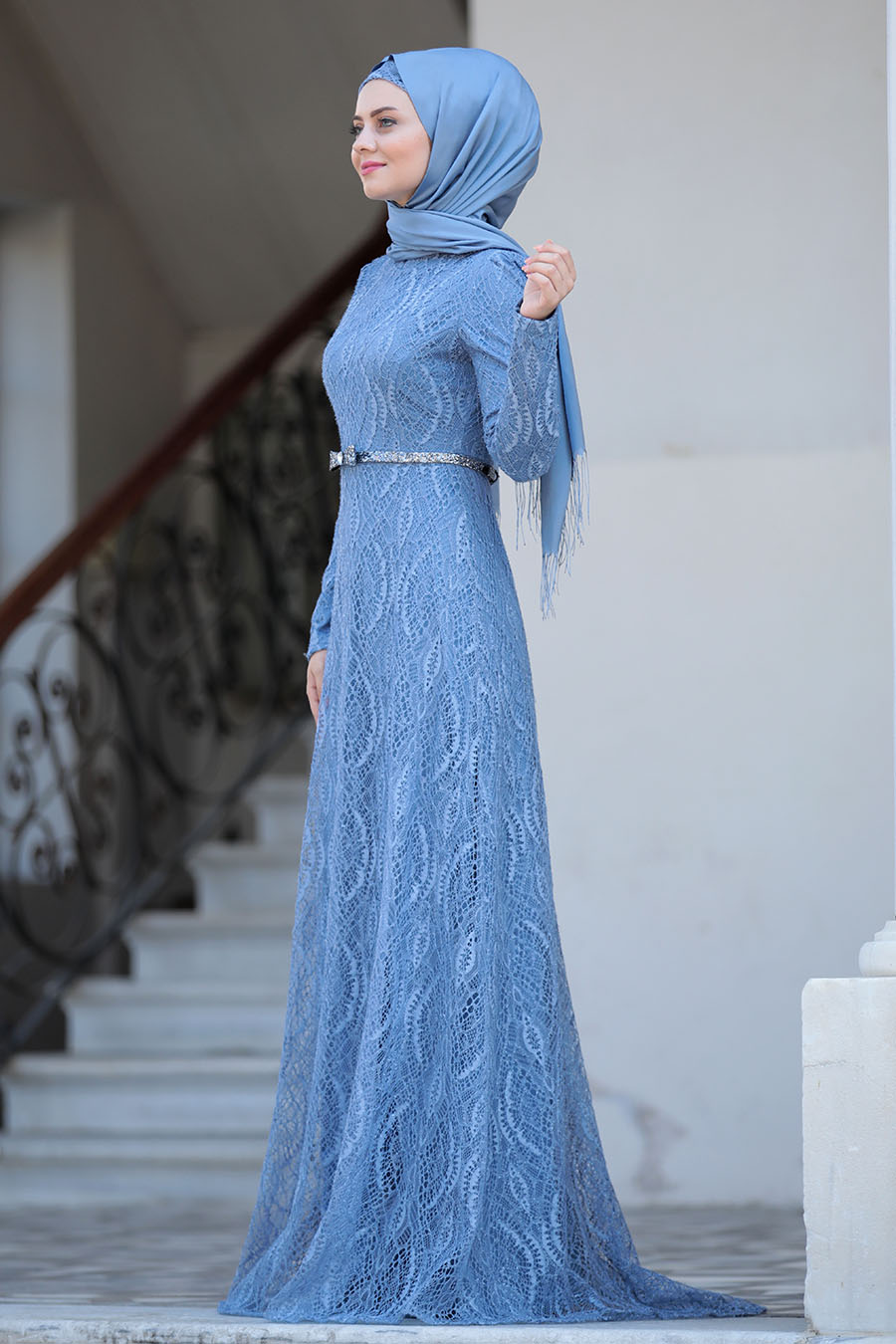 INDIGO COLOR EVENING DRESS