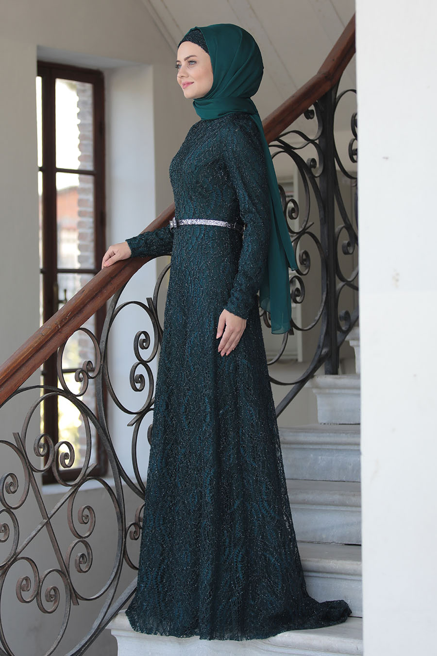 GREEN EVENING DRESS