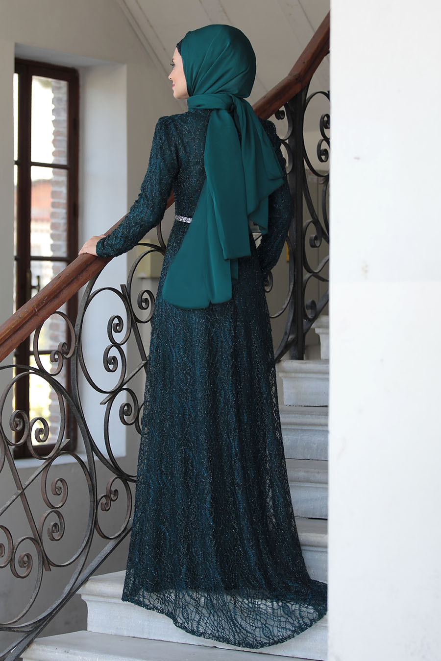 GREEN EVENING DRESS