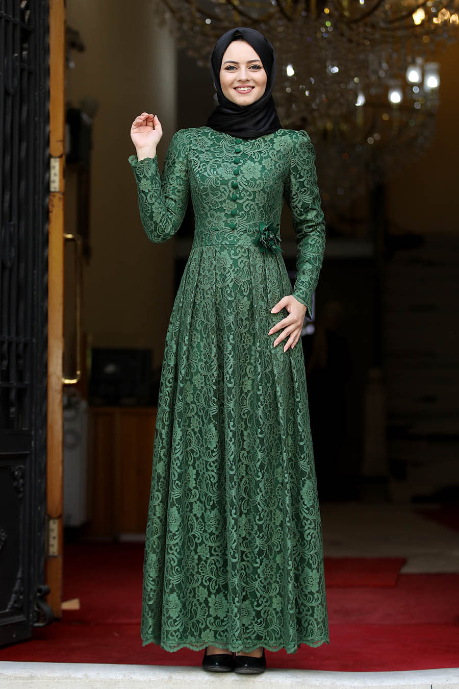 GREEN EVENING DRESS