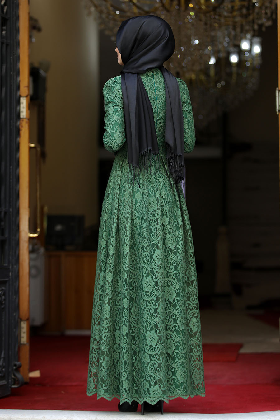 GREEN EVENING DRESS