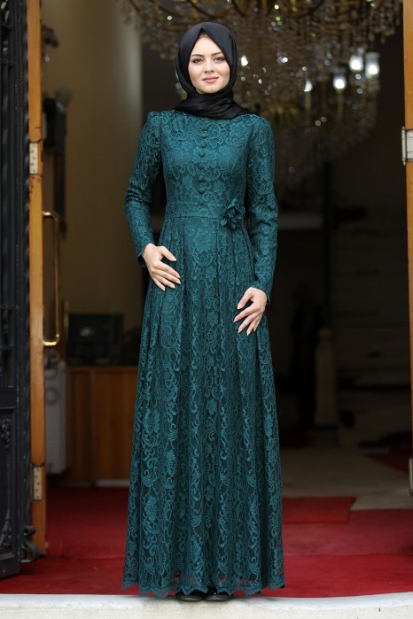 PETROLEUM BLUE EVENING DRESS