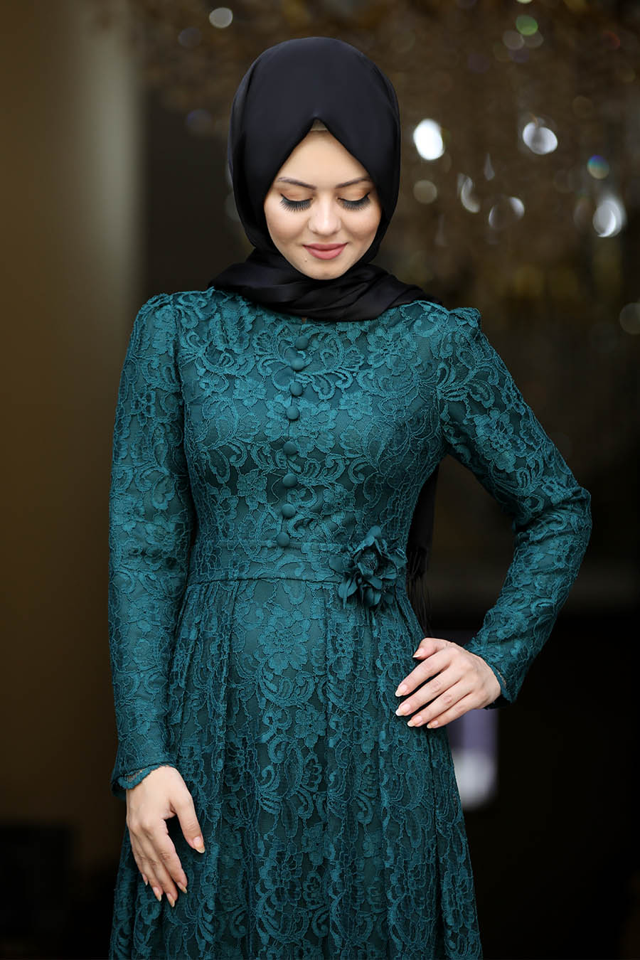 PETROLEUM BLUE EVENING DRESS