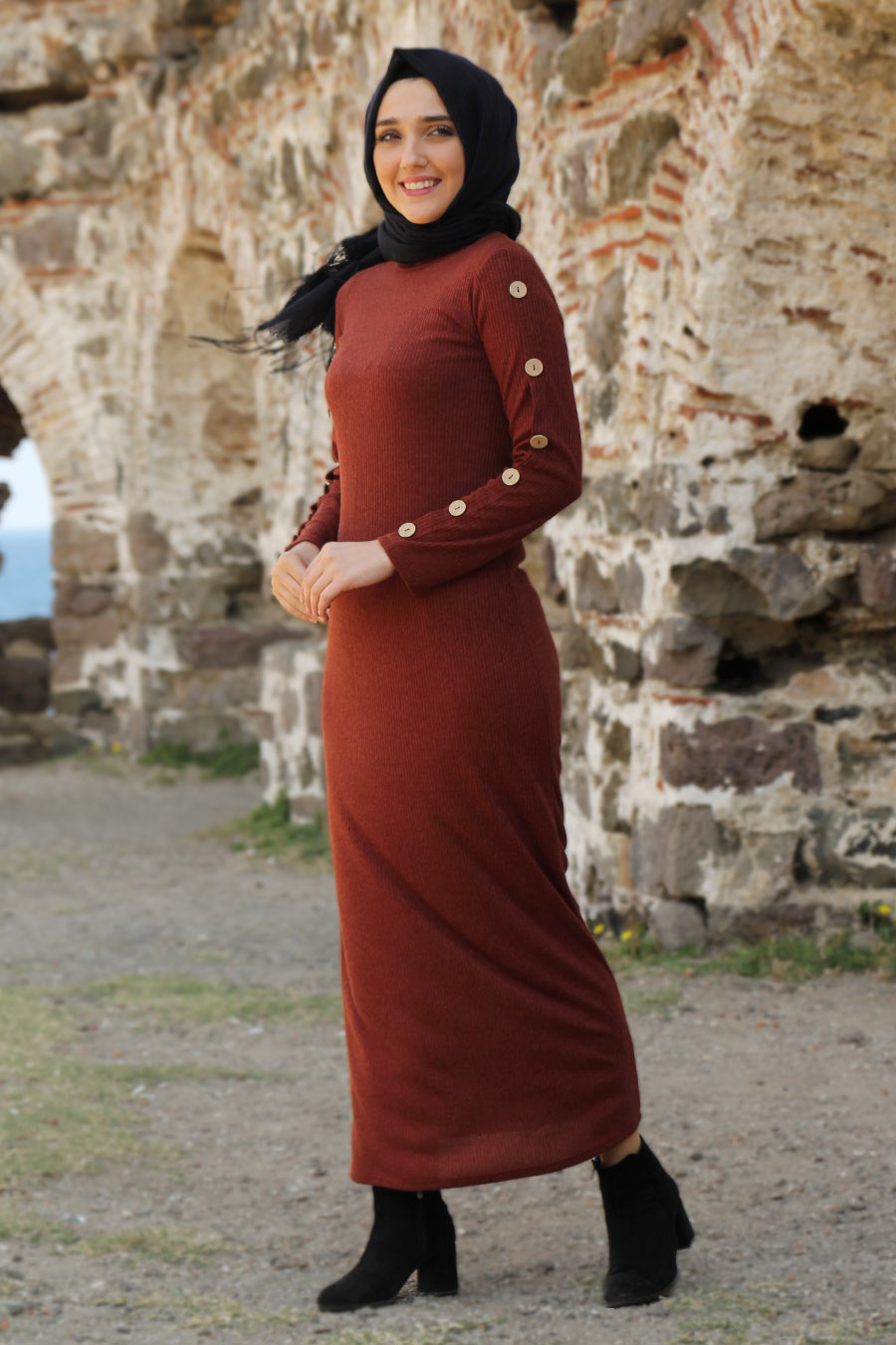 BRICK COLOR DRESS