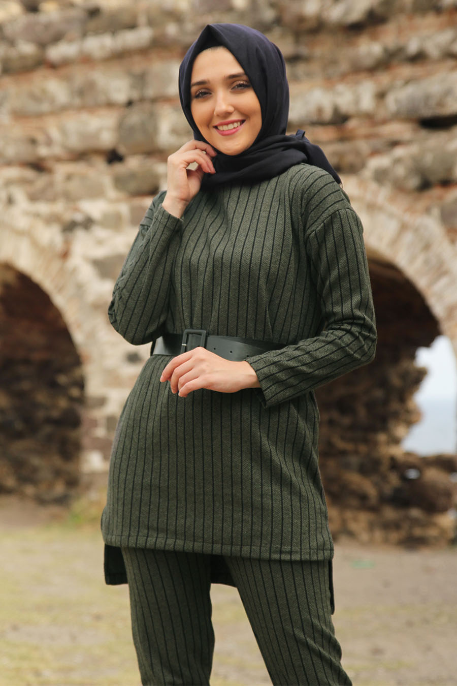 KHAKI BLOUSE AND PANT SUIT