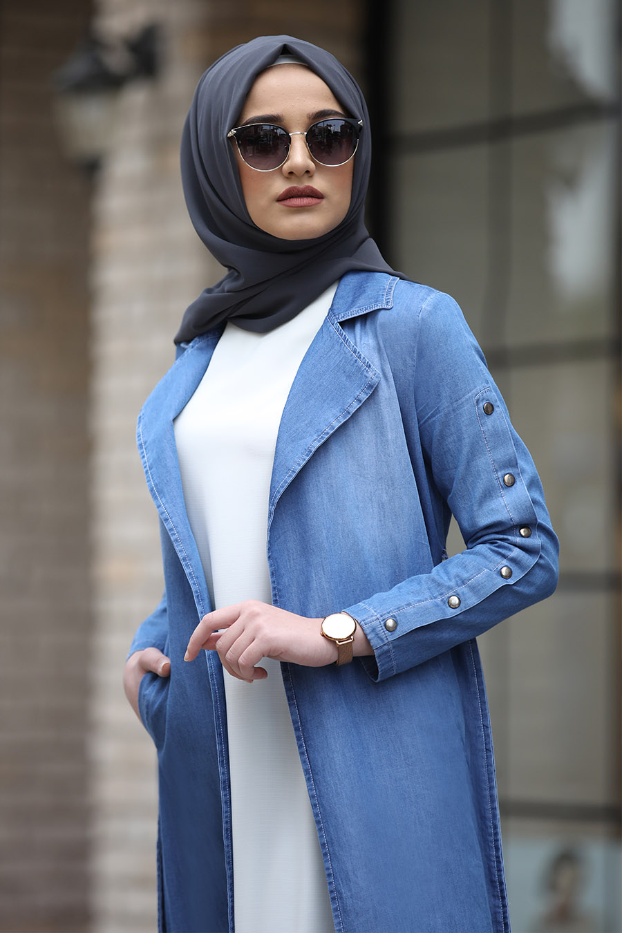 BLUE JEAN COAT AND PANT SUIT